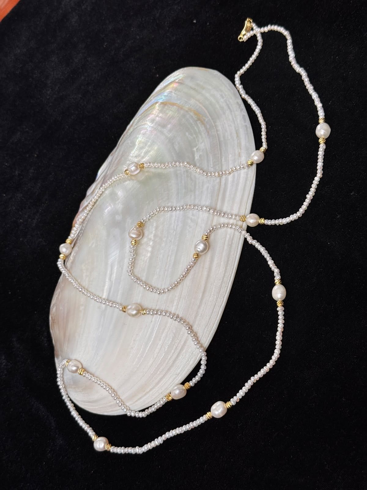 Real white & mother pearl long set