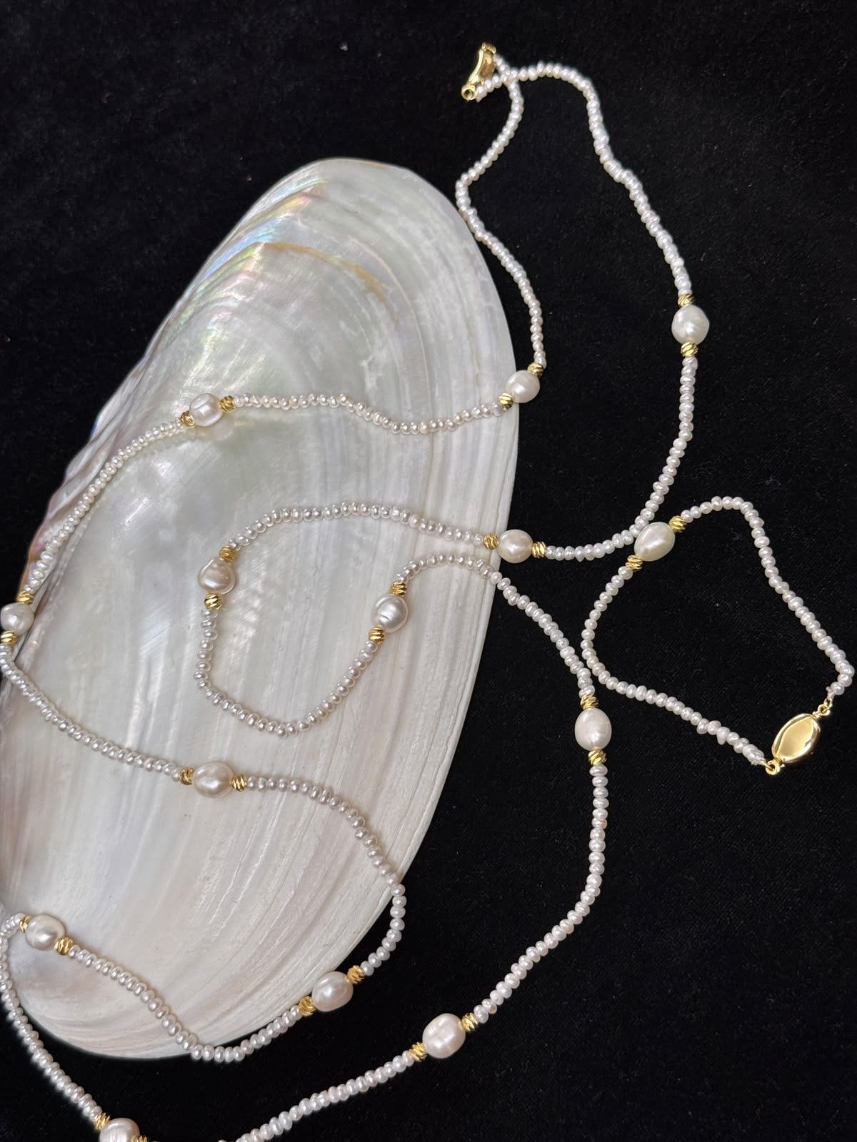 Real white & mother pearl long set