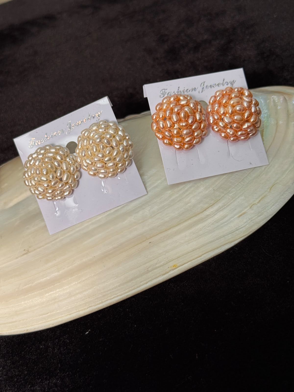 Real pearl flower style ear ring
