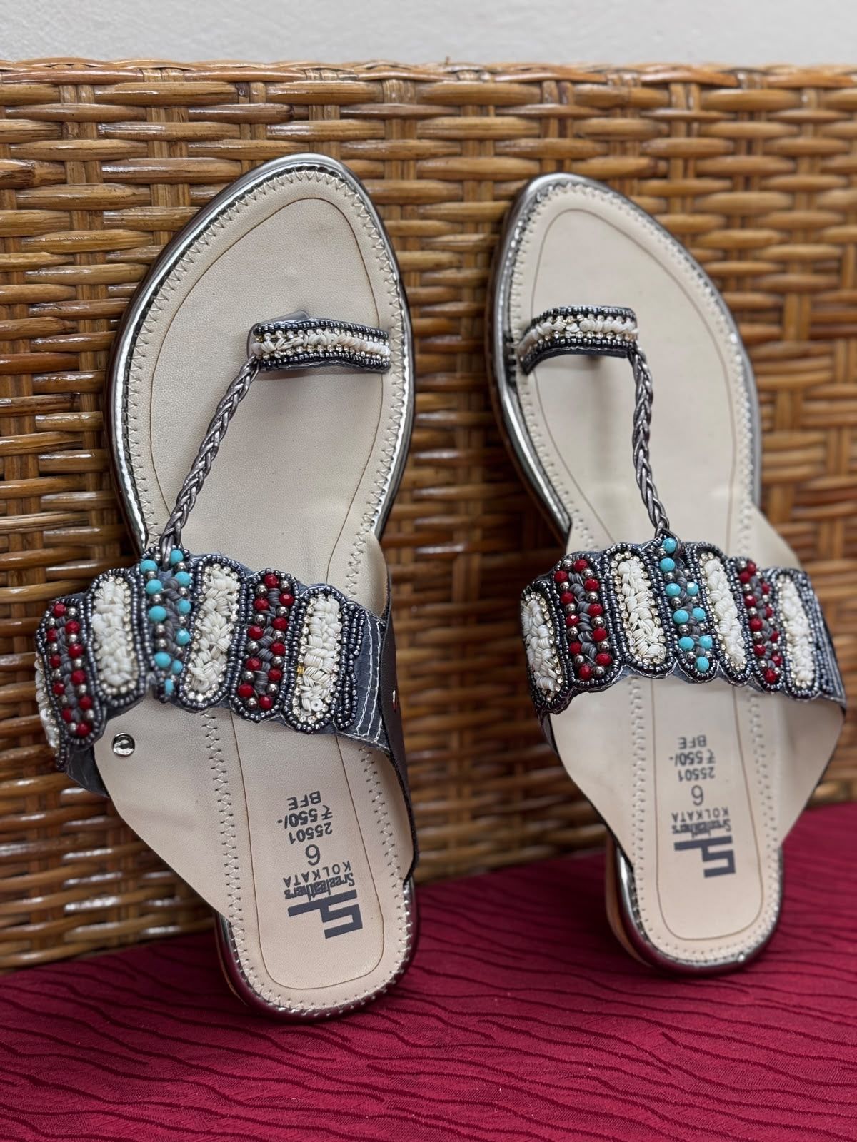 Sreeleathers off white flat sandal