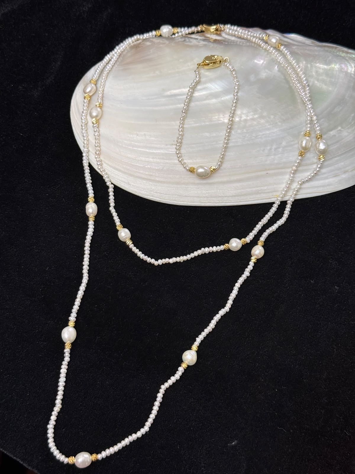 Real white & mother pearl long set