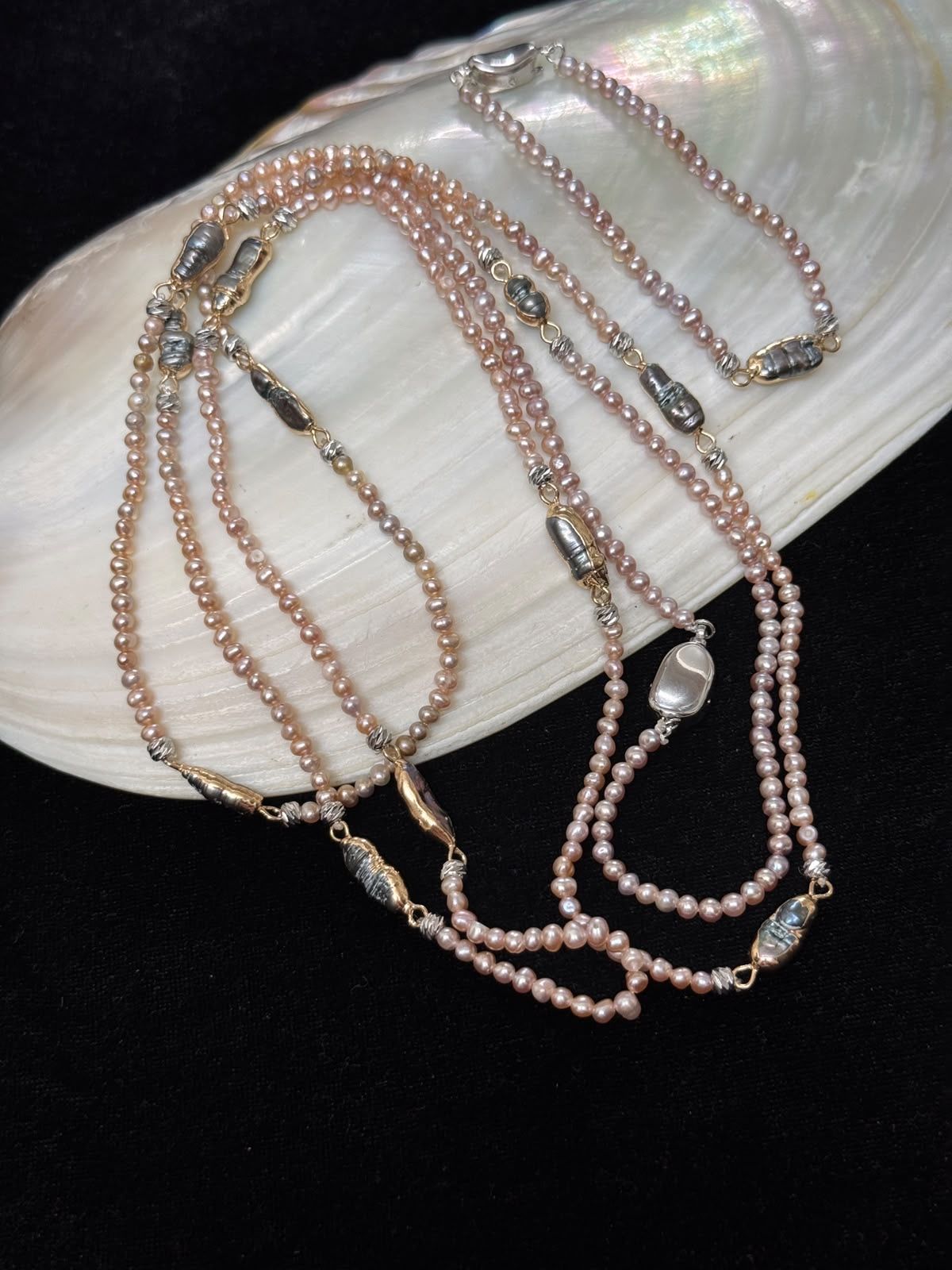 Real levender & mother pearl long set