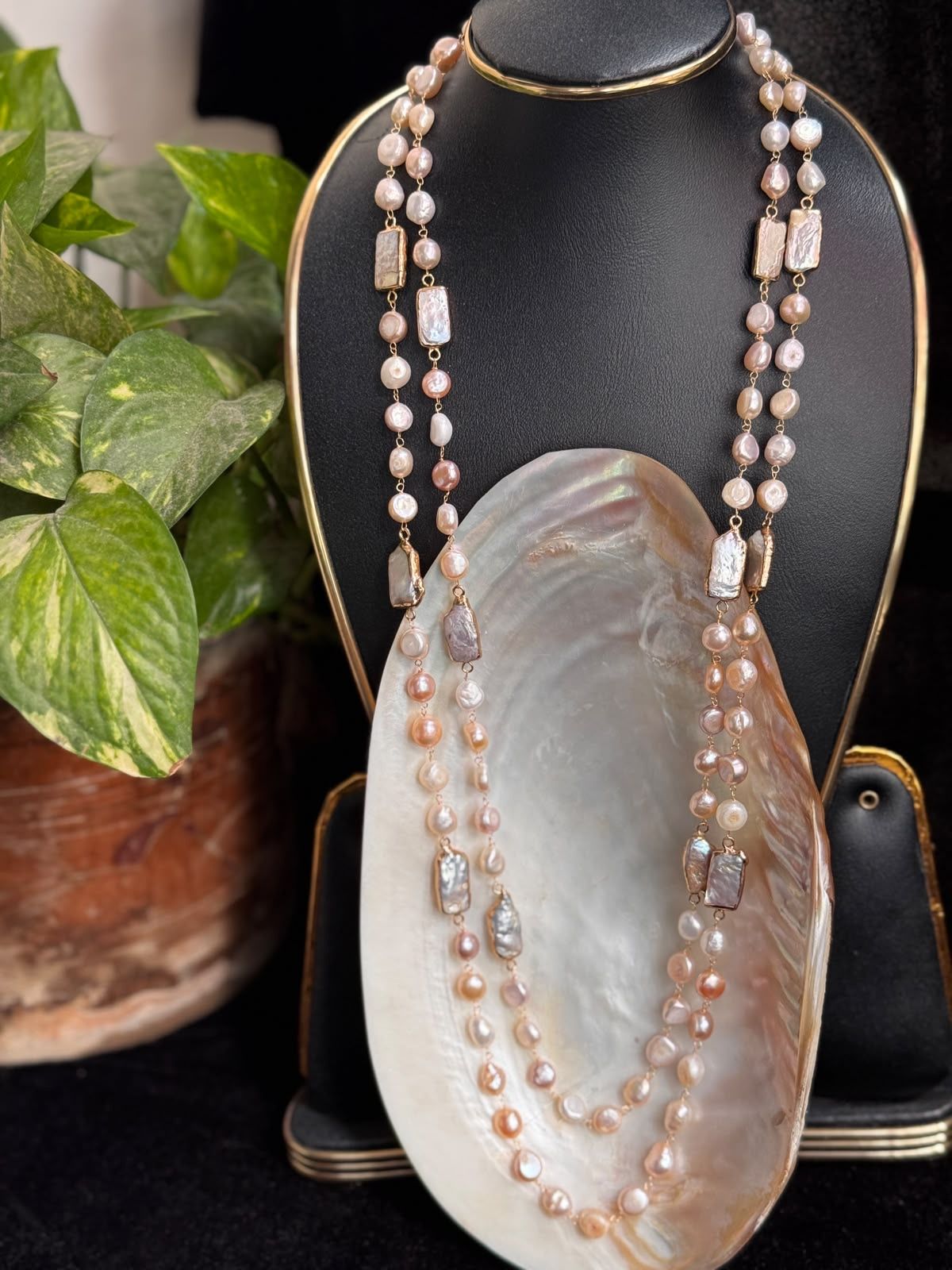 Real & mother pearl long set