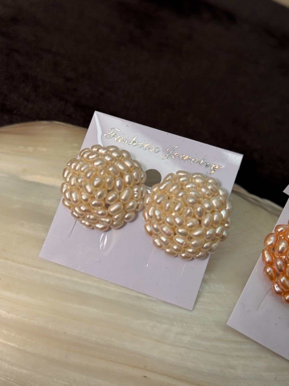 Real pearl flower style ear ring