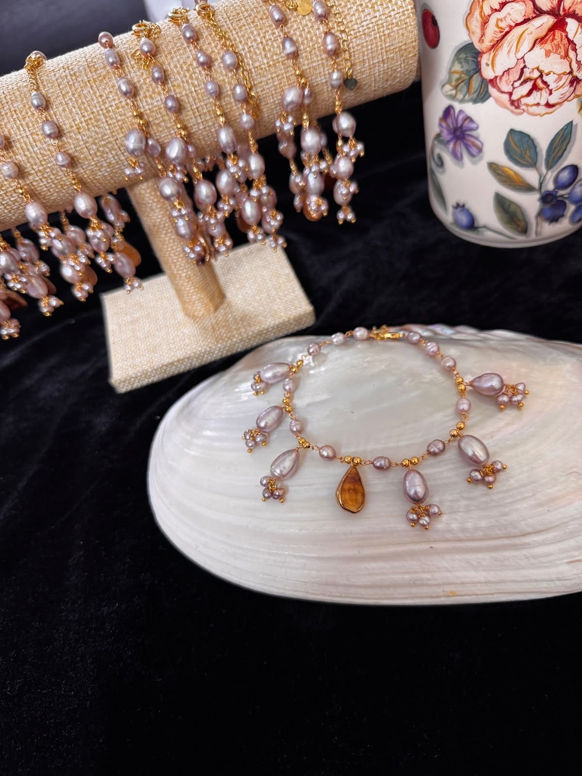 Real pearl & Mother pearl bracelet
