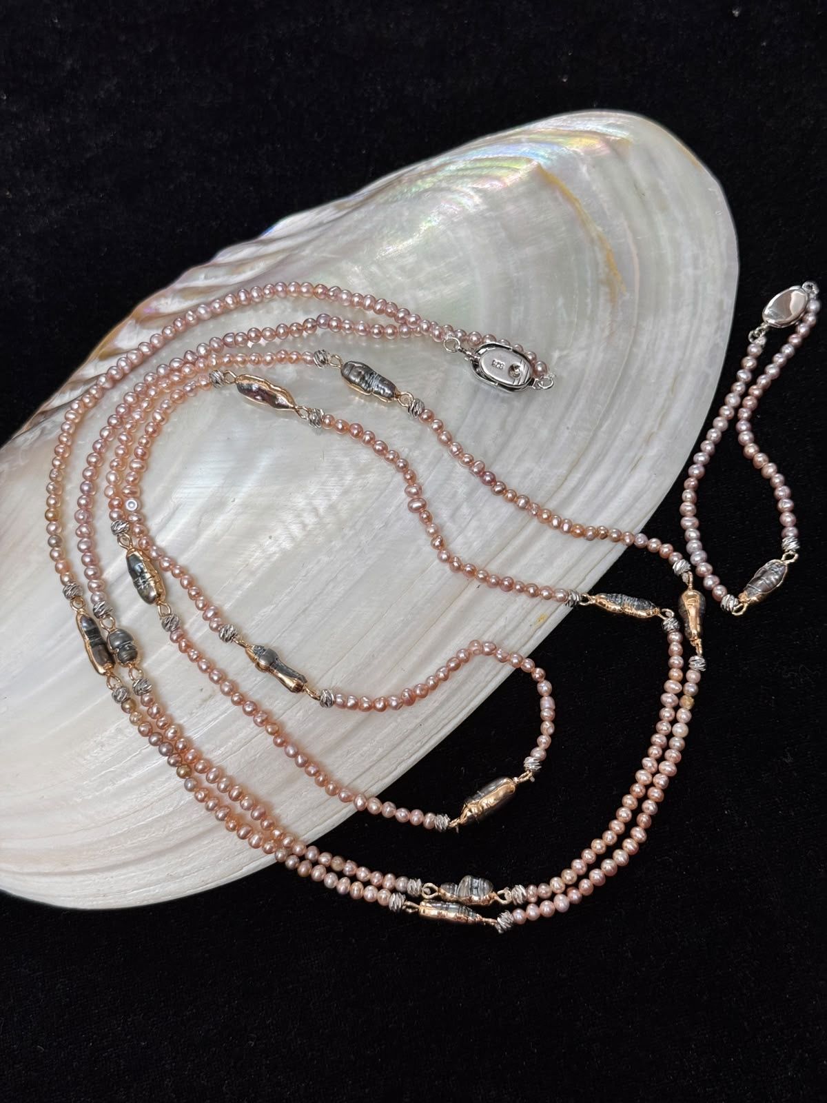 Real levender & mother pearl long set
