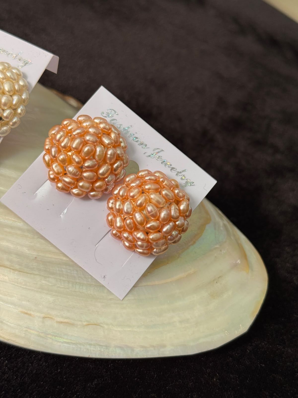 Real pearl flower style ear ring