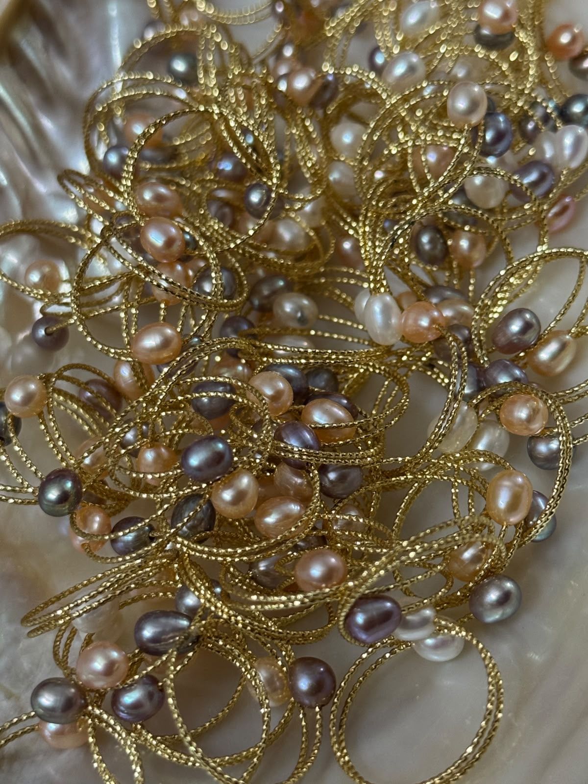 Real pearl adjustable ring