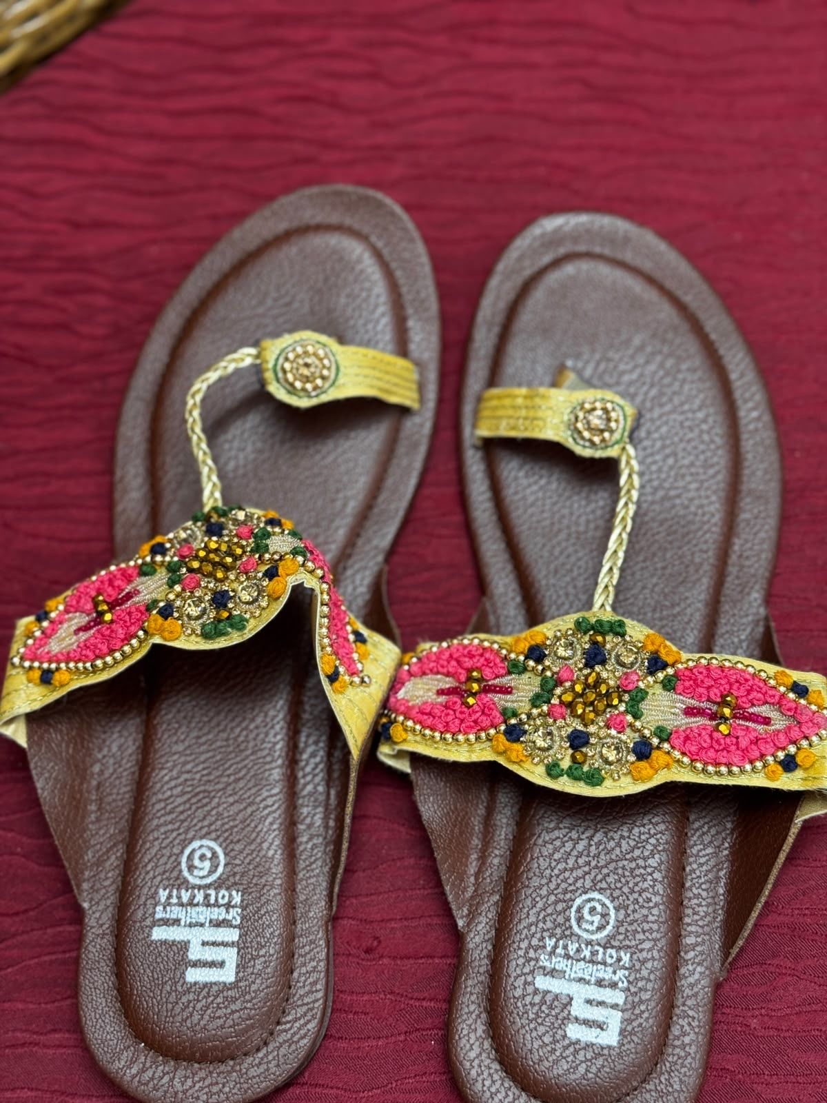 Sreeleathers dark brown flat sandal