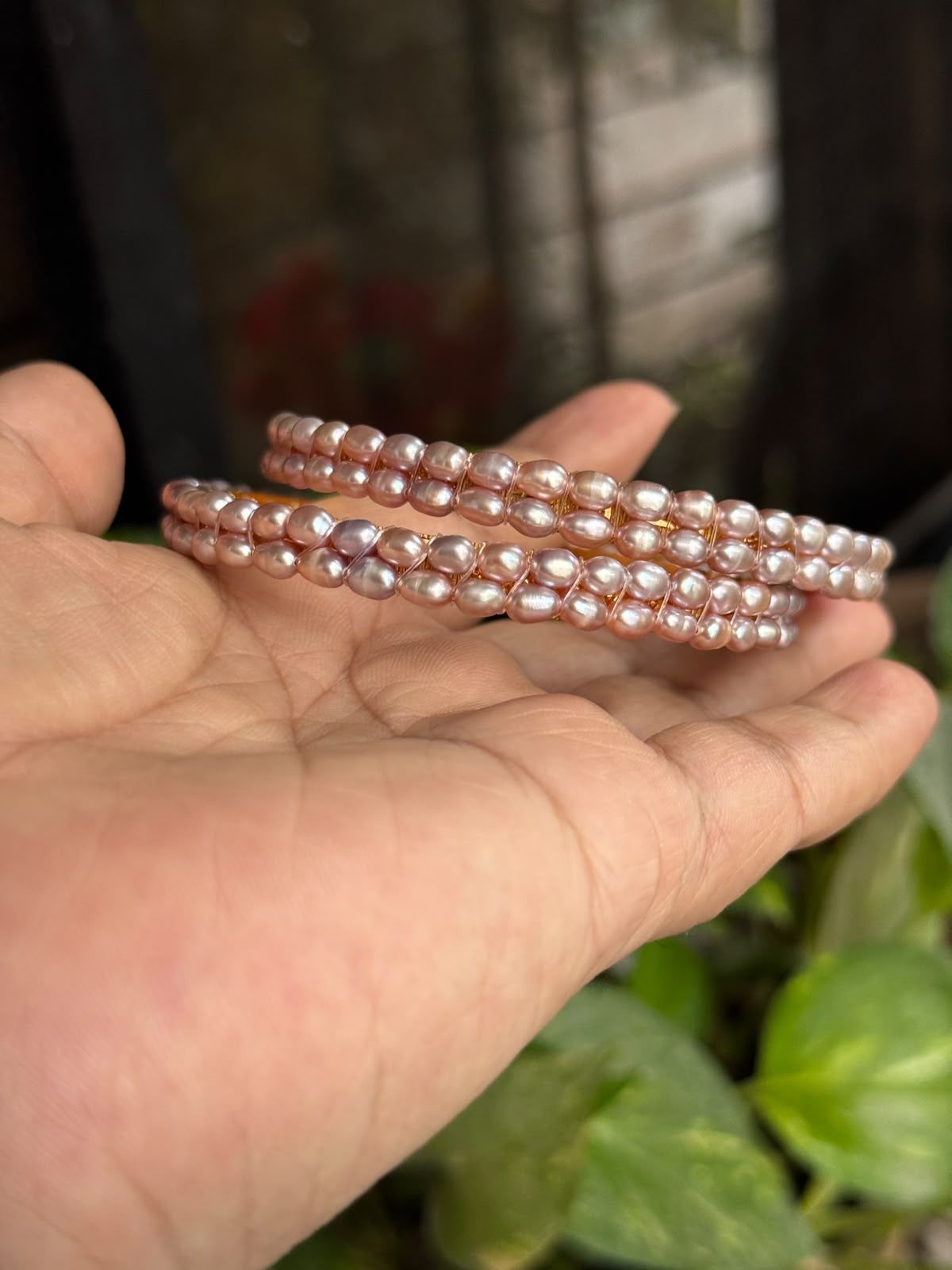 Real pearl single layer bangal set