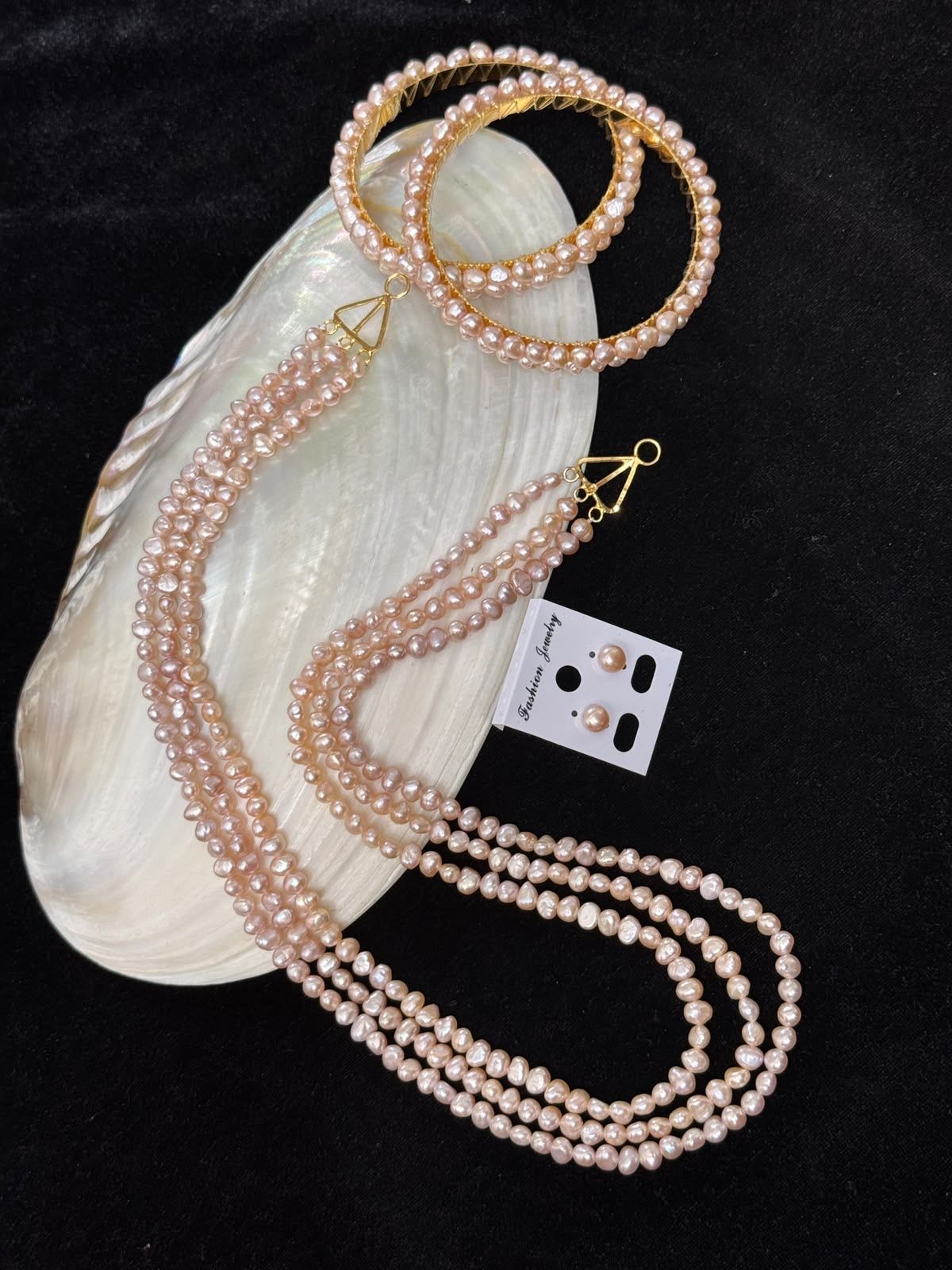 Real pearl peach colour combo set