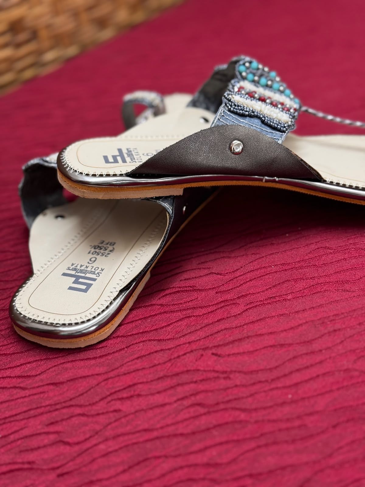 Sreeleathers off white flat sandal