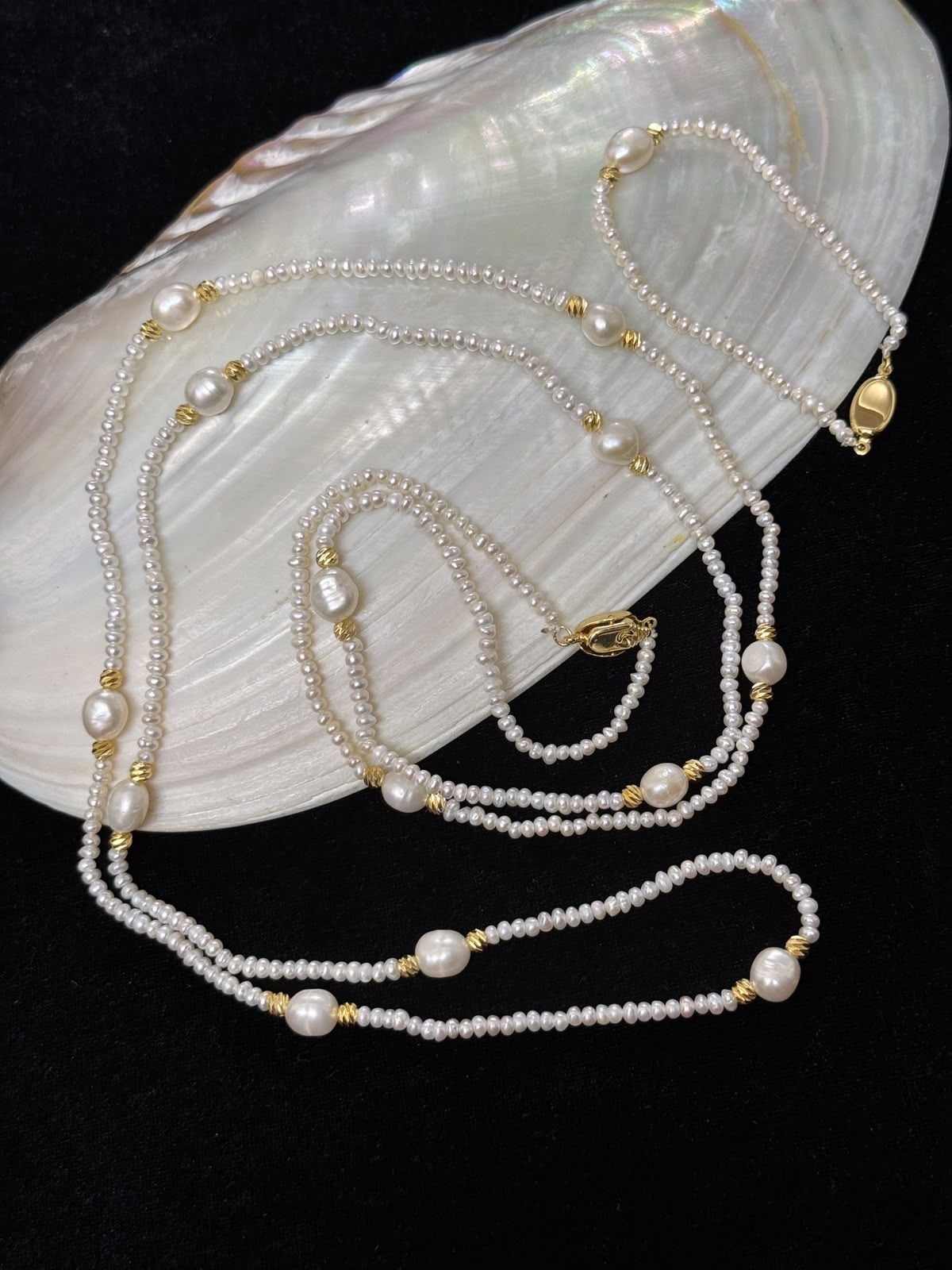 Real white & mother pearl long set