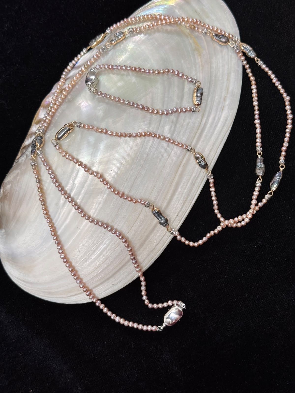 Real levender & mother pearl long set