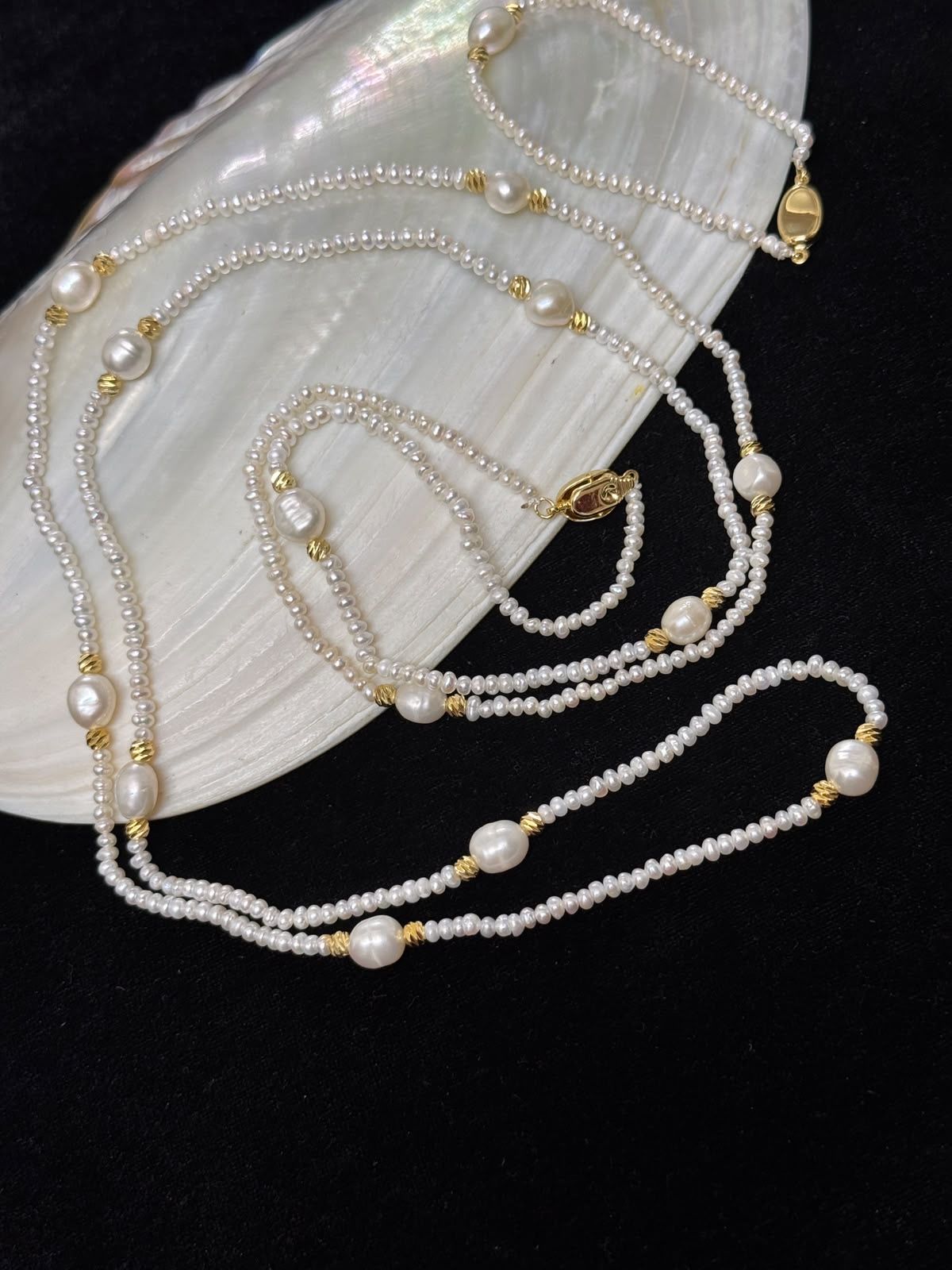Real white & mother pearl long set
