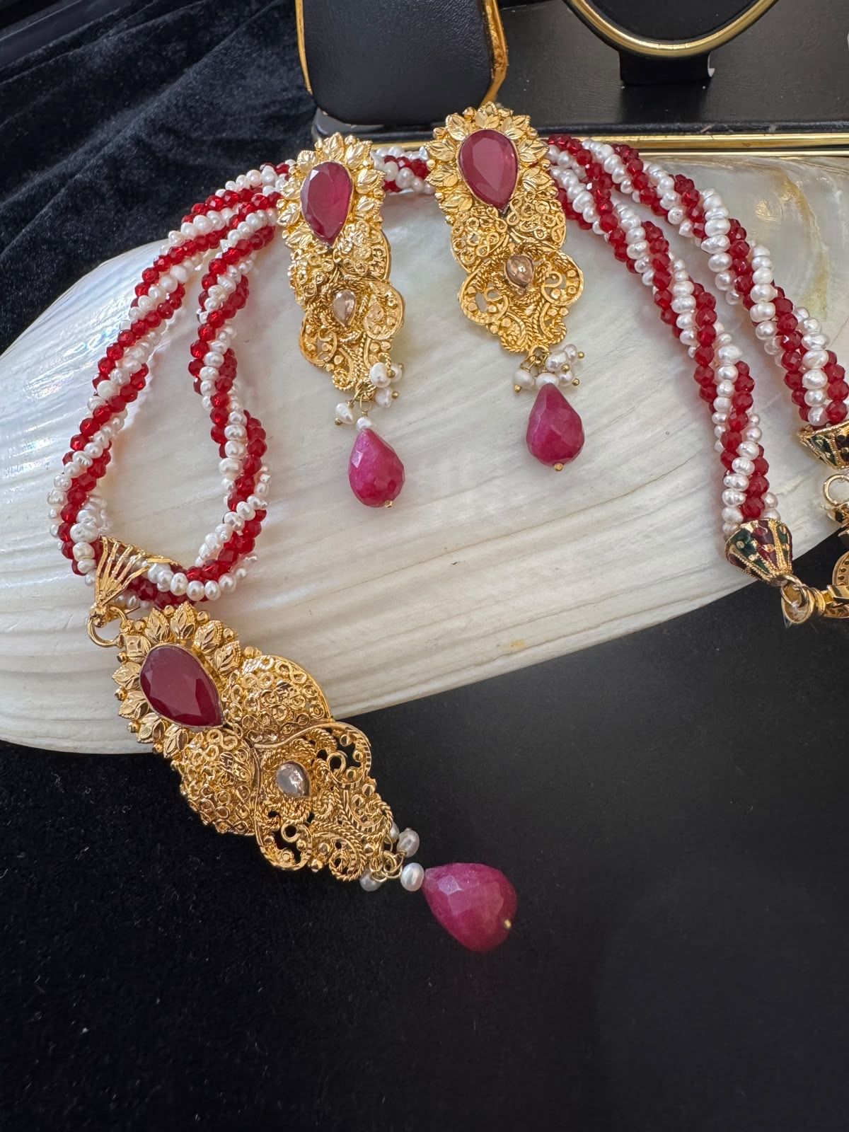 Real pearl gold plated set