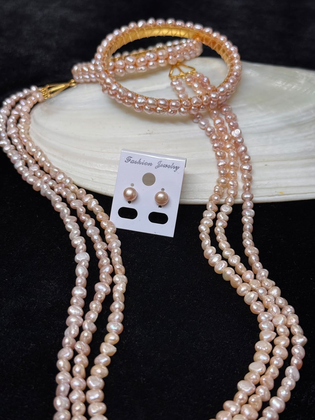 Real pearl peach colour combo set